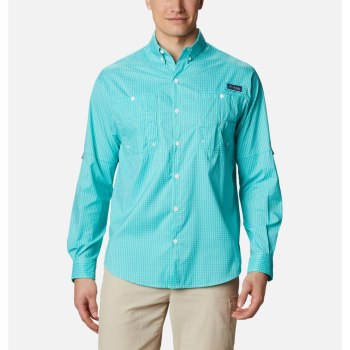 Columbia PFG Super Tamiami Long Sleeve, Camisa Turquesa Claro Para Hombre | 075321-BWU